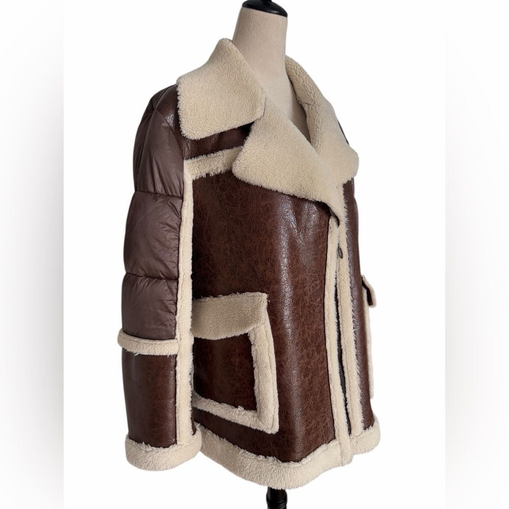 Noize Raelynn Faux Shearling Trim & Vegan Leather Teddy Jacket - Picture 5 of 9